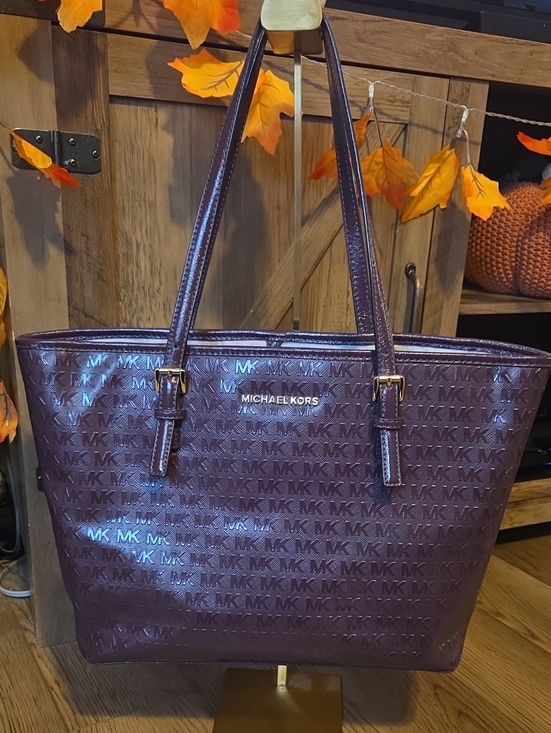 Michael Kors Handbags - Michael Kors Deep Plum MK Signature Tote
